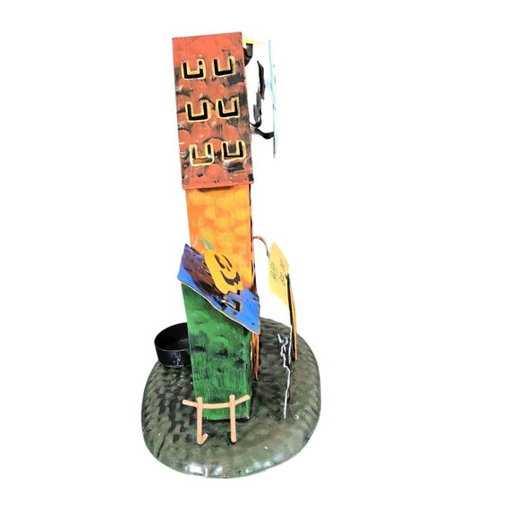 Halloween Haunted House Tealight Candle Holder Set of 2 Metal Ghost Pumpkin - Picture 8 of 12